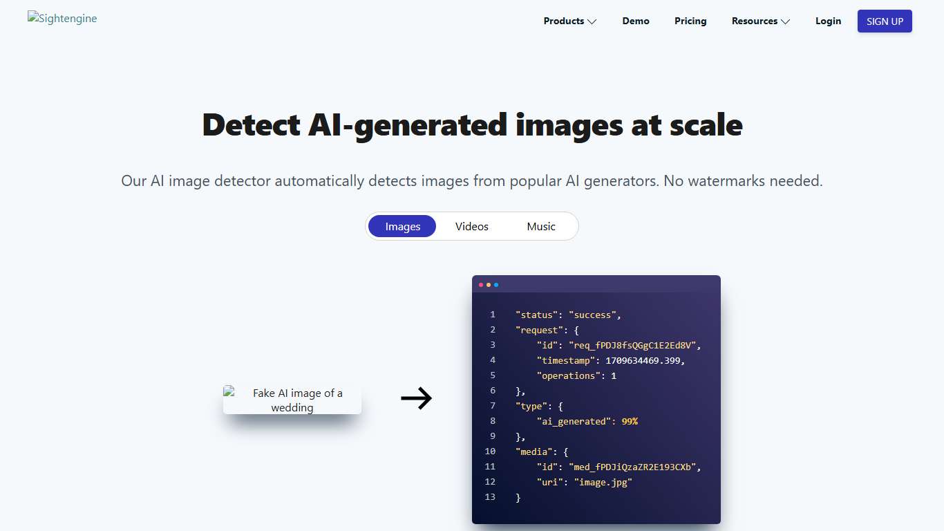 AI image detector. Detect AI-generated media at scale